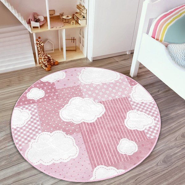 Rožnata otroška preproga ø 100 cm Comfort – Mila Home-image-1