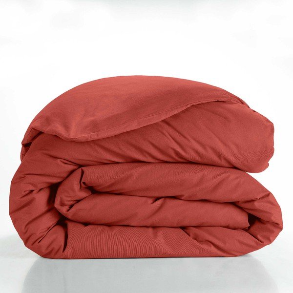 Opečnato oranžna bombažna prevleka za odejo za zakonsko posteljo/podaljšana 240x220 cm Lina – douceur d'intérieur