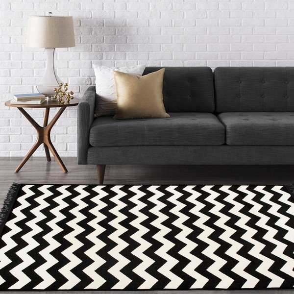 Črno-bela dvostranska preproga Zig Zag, 140 x 215 cm-image-3