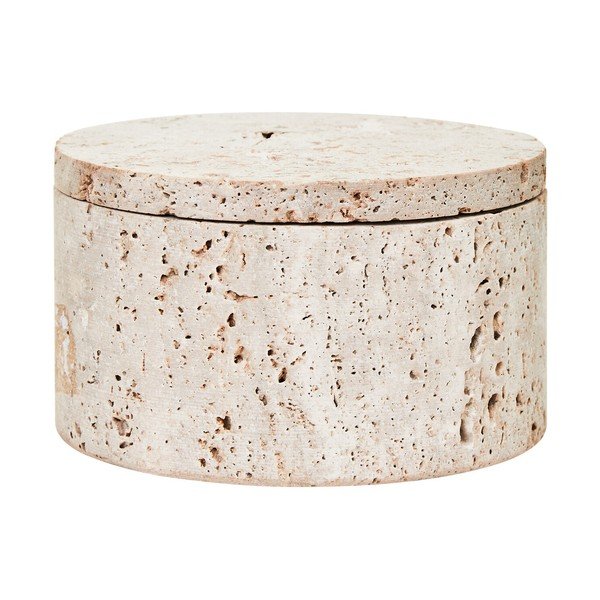 Dekorativna kamnita škatla za shranjevanje v naravni barvi ø 14x8 cm Tibor – Premier Housewares