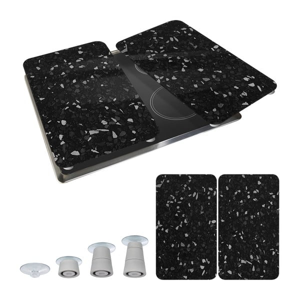 Komplet 2 črnih steklenih pokrovov za štedilnik Wenko Universal-image-2