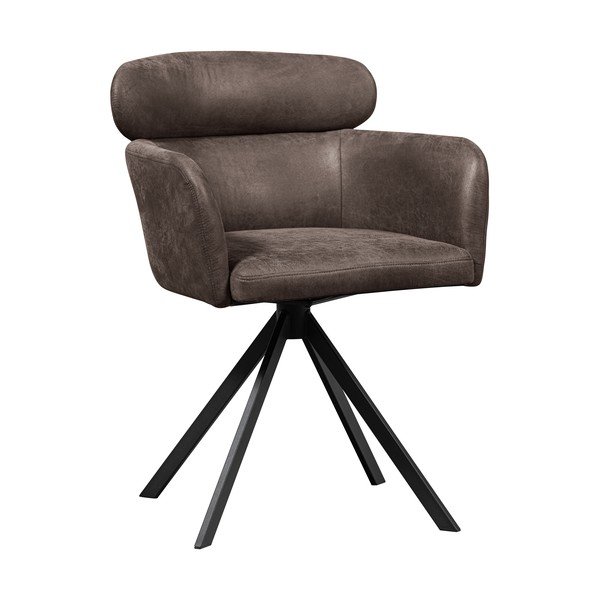 Temno rjav oblazinjen jedilni stol z nasloni za roke Fenne – WOOOD