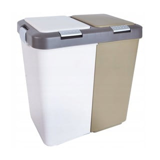 Belo-bež plastičen koš za smeti 2x20 l za ločevanje odpadkov Duo Dust – Orion