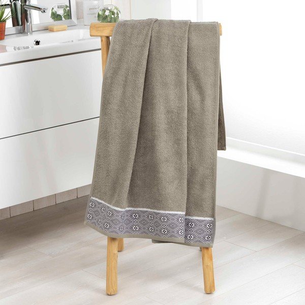 Kaki zelena bombažna brisača iz frotirja 90x150 cm Esteban – douceur d'intérieur-image-1
