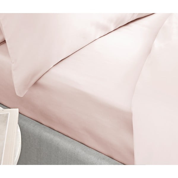 Rožnata rjuha iz bombažnega satena Bianca Classic, 135 x 190 cm-image-1