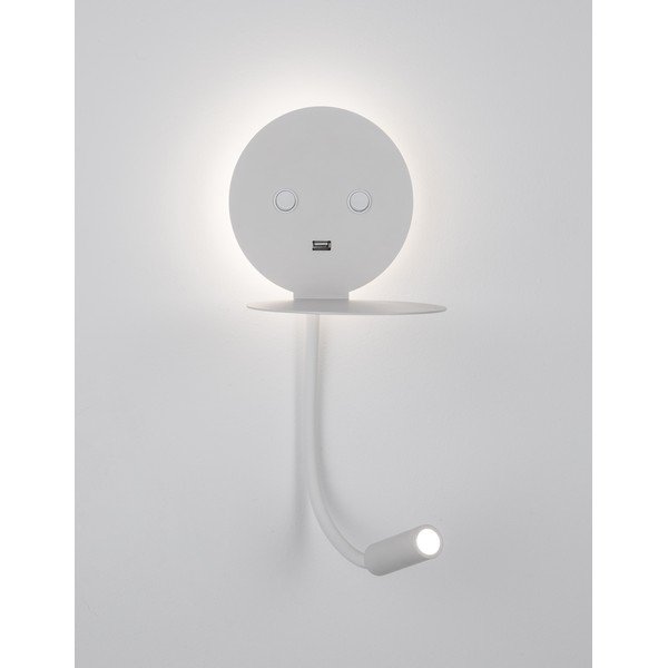Bela aluminijasta LED stenska svetilka z upogljivo konstrukcijo/z USB priključkom Eclip – Nova Luce-image-2