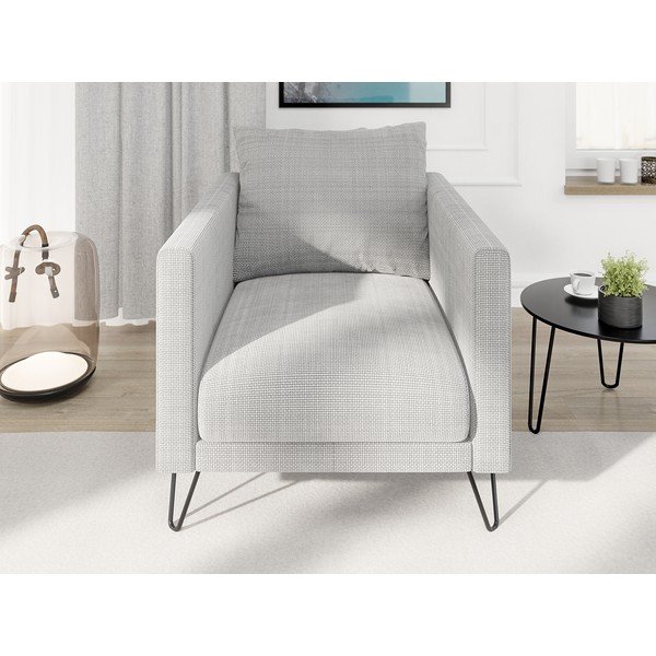 Svetlo siv fotelj iz šenilje Freya – Ropez-image-1