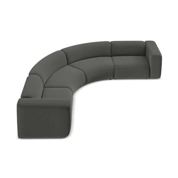 Siva žametna kotna sedežna garnitura Ekahi – Makamii-image-3