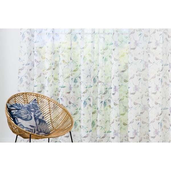 Bela/vijolična prosojna zavesa 400x260 cm Birdy – Mendola Fabrics