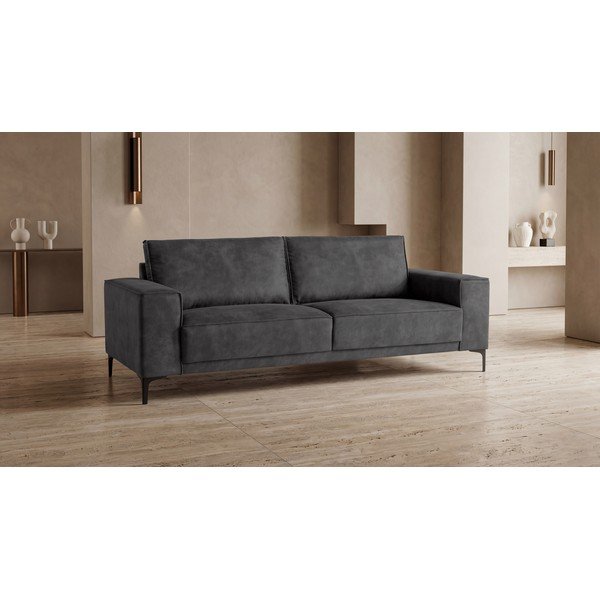 Antracitno siva sedežna garnitura iz imitacije usnja 224 cm Copenhagen – Scandic-image-4