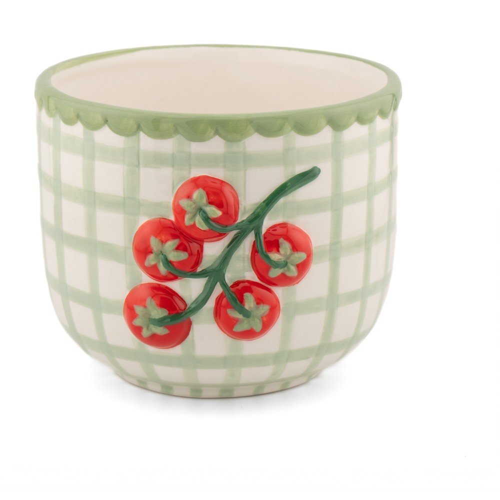 Porcelanast ročno poslikan okrasni cvetlični lonec ø 12 cm Tomato