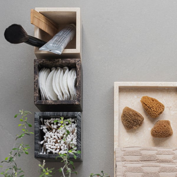 Temno rjav marmorni kopalniški organizator za vatke ali vatirane palčke Marble – Mette Ditmer Denmark-image-3