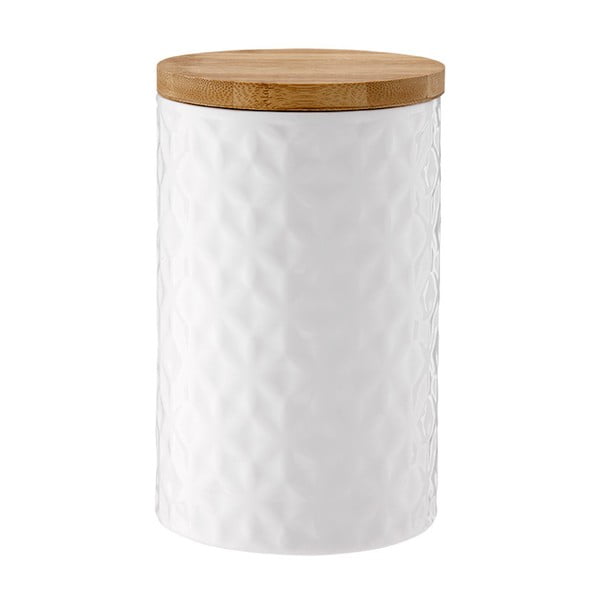Ladelle Halo Flower bela porcelanska škatla s pokrovom iz bambusa, višina 17 cm