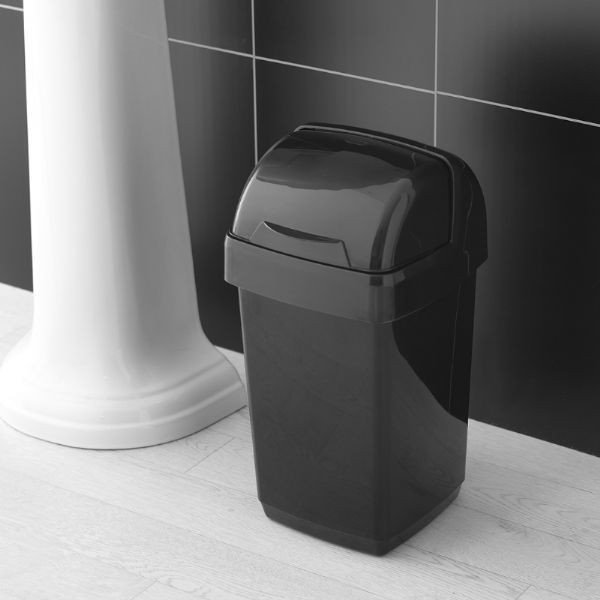 Črni koš za smeti Addis Roll Top, 22,5 x 23 x 42,5 cm-image-1