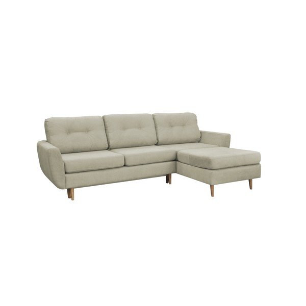 Kremasta raztegljiva sedežna garnitura s svetlimi nogami Mazzini Sofas Tulipe, desni kot-image-1