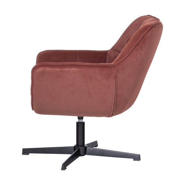 Vrtljiv žameten fotelj v barvi terakote Wibo – WOOOD-image-3