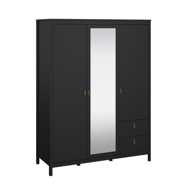Črna garderobna omara z ogledalom 150x199x58 cm Madrid – Tvilum-image-4