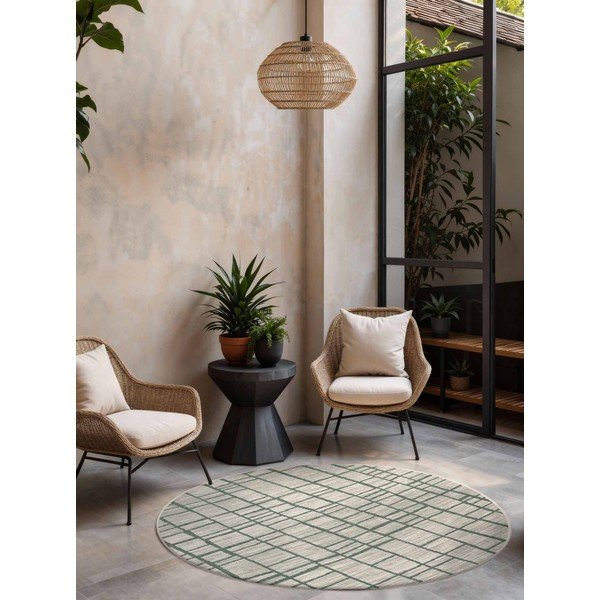 Zelena/kremno bela okrogla notranja in zunanja preproga ø 160 cm Haringey Crouch – Ted Baker-image-1