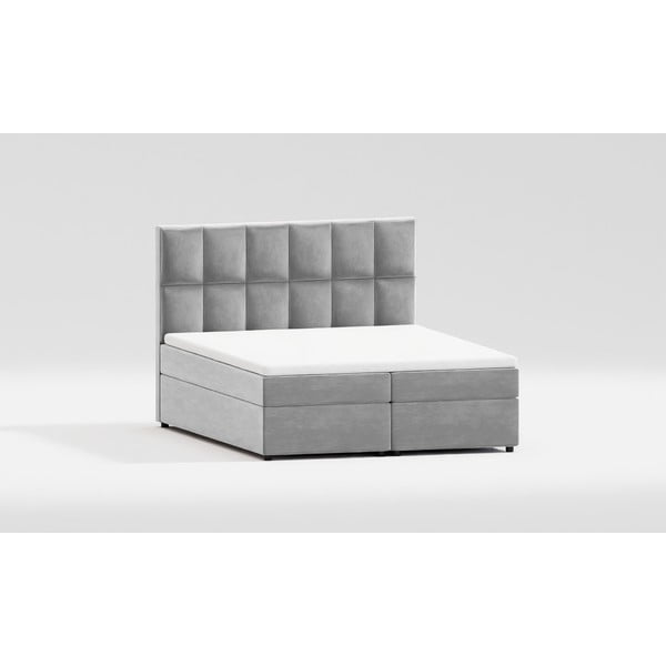 Siva oblazinjena zakonska postelja s prostorom za shranjevanje 180x200 cm Flip – Ropez