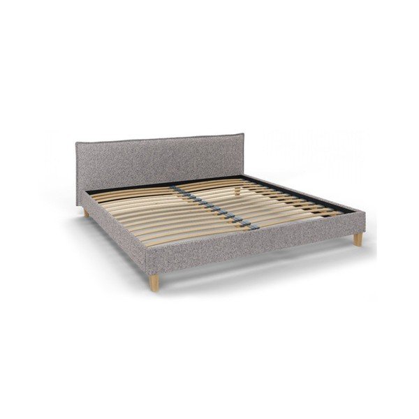 Siva oblazinjena zakonska postelja z letvenim dnom 200x200 cm Tina – Ropez
