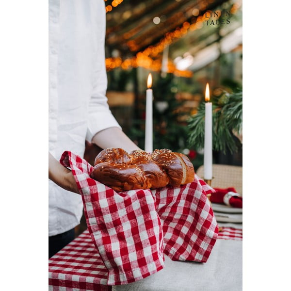 Lanena kuhinjska krpa 45x65 cm Red Gingham – Linen Tales-image-1