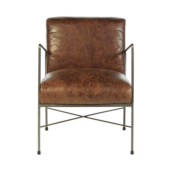 Rjav usnjen fotelj Hoxton – Premier Housewares-image-2