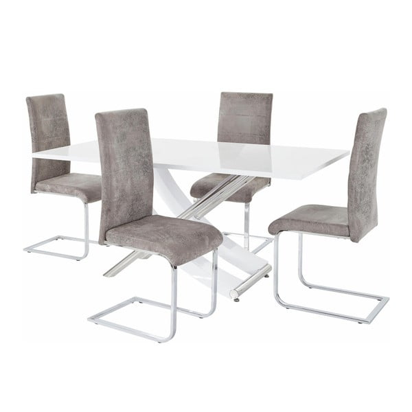 Garnitura mize in 4 sivih stolov Støraa Carl