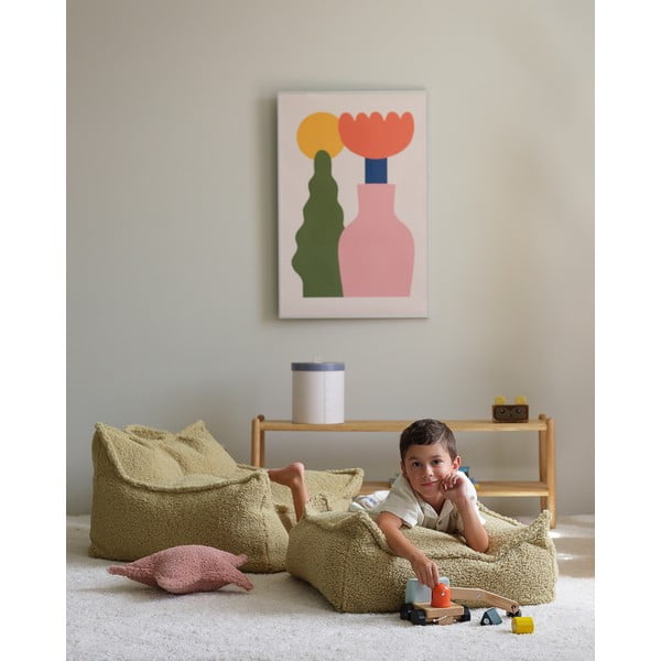 Zelena otroška vreča za sedenje iz tkanine bouclé Square – Wigiwama-image-1