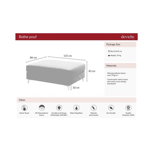 Temno roza žameten otoman devichy Rothe-image-4