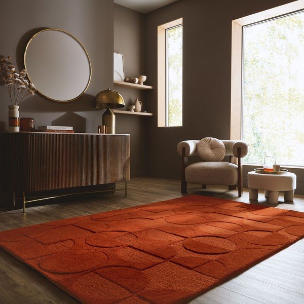 Ročno tkana volnena preproga v barvi terakote 200x290 cm Gigi – Flair Rugs-image-1