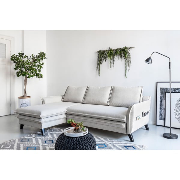 Svetlo bež raztegljiva sedežna garnitura Miuform Charming Charlie, levi kot-image-4