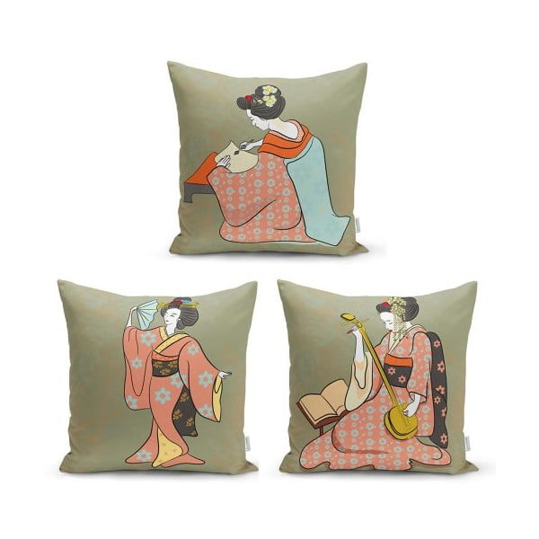 Komplet 3 dekorativnih prevlek za vzglavnik Minimalist Cushion Covers Ethnic Eastern, 45 x 45 cm