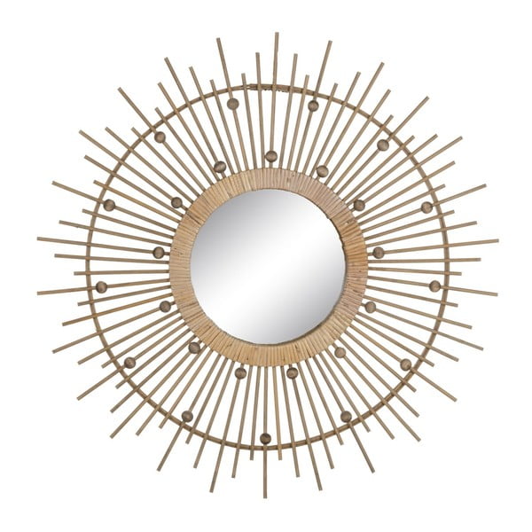 Stensko ogledalo z bambusovim okvirjem ø 70 cm Sol – Ixia