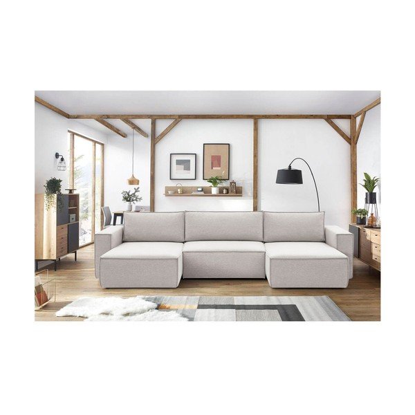 Bež kotna sedežna garnitura (v obliki črke "U") Nihad – Bobochic Paris-image-1