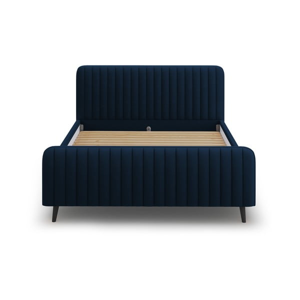 Temno modra oblazinjena zakonska postelja z letvenim dnom 180x200 cm Lily - Micadoni Home-image-2