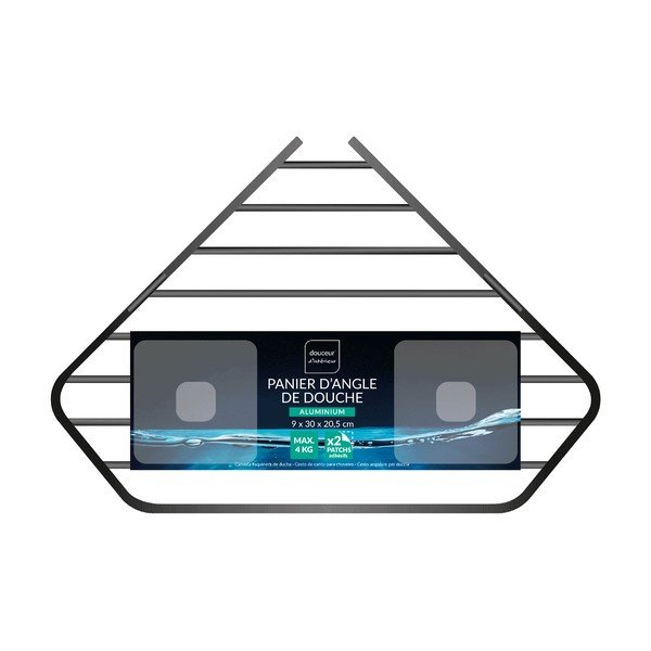 Mat črna aluminijasta kopalniška polica z namestitvijo brez vrtanja/kotna Filaire Aluminium – douceur d'intérieur-image-2