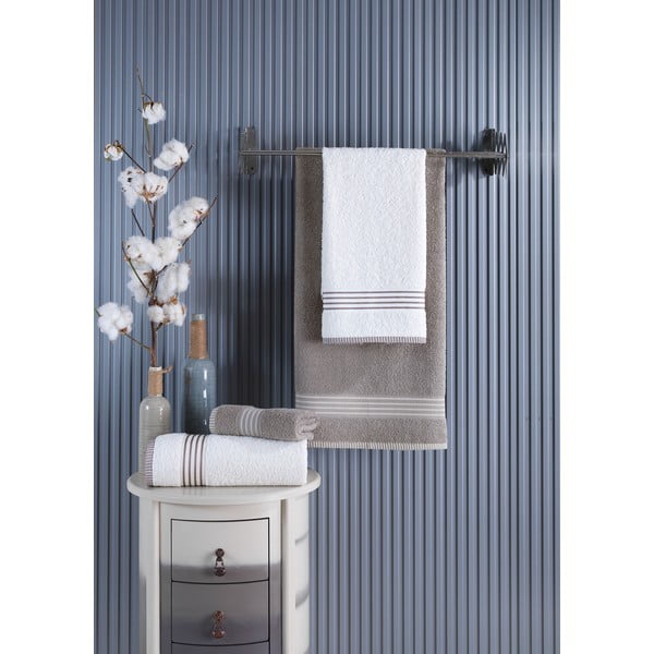 Kremno beli/sivorjavi bombažni komplet brisač 4 ks – Mila Home-image-2