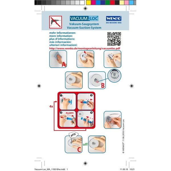 Plastični obešalniki v kompletu 2 ks v sijajno srebrni barvi z namestitvijo brez vrtanja Genova – Wenko-image-4