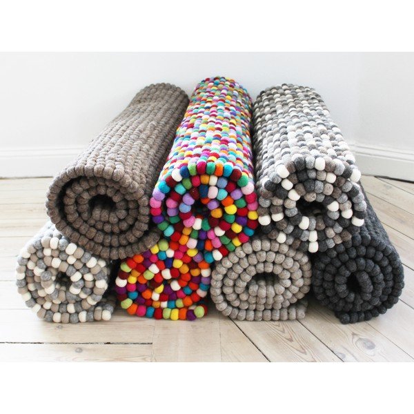 Sivo-bela preproga iz volnenega filca Wooldot Ball Rugs, 100 x 150 cm-image-2