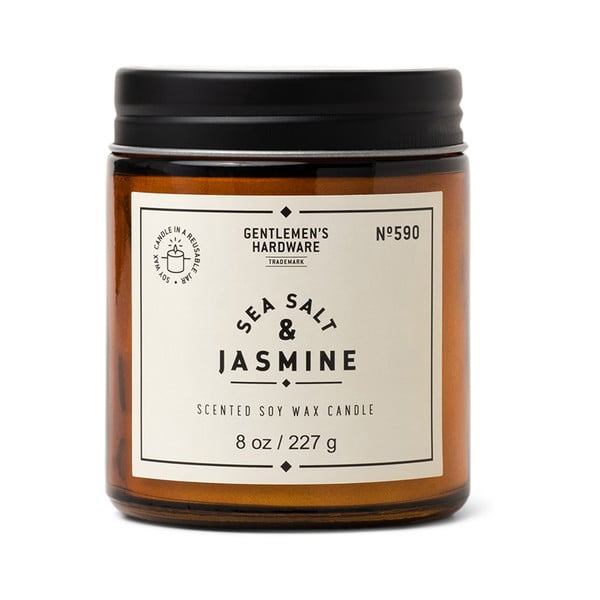 Dišeča sveča iz sojinega voska čas gorenja 48 h Sea Salt & Jasmine – Gentlemen's Hardware