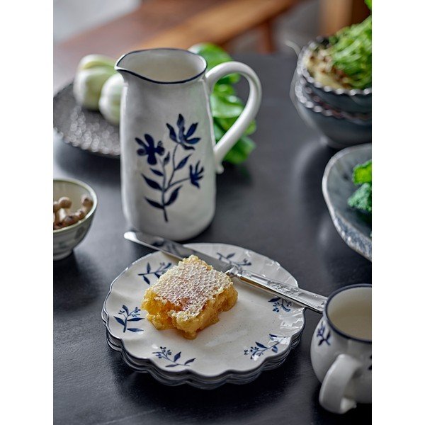 Modri/kremno beli desertni krožniki v kompletu 4 ks iz kamenine ø 20,5 cm Eimy – Bloomingville-image-1