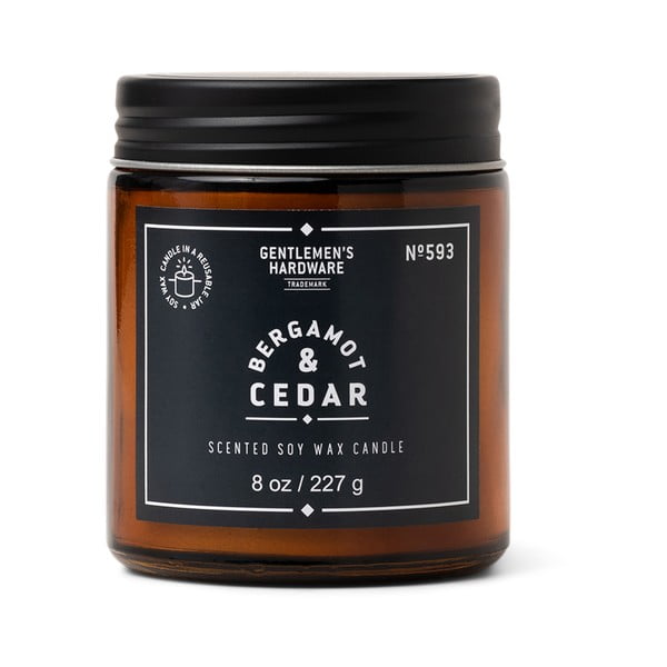 Dišeča sveča iz sojinega voska čas gorenja 48 h Bergamot & Cedar – Gentlemen's Hardware