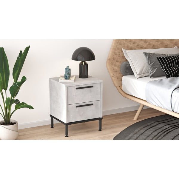 Svetlo siva nočna omarica Signor – Kalune Design-image-2