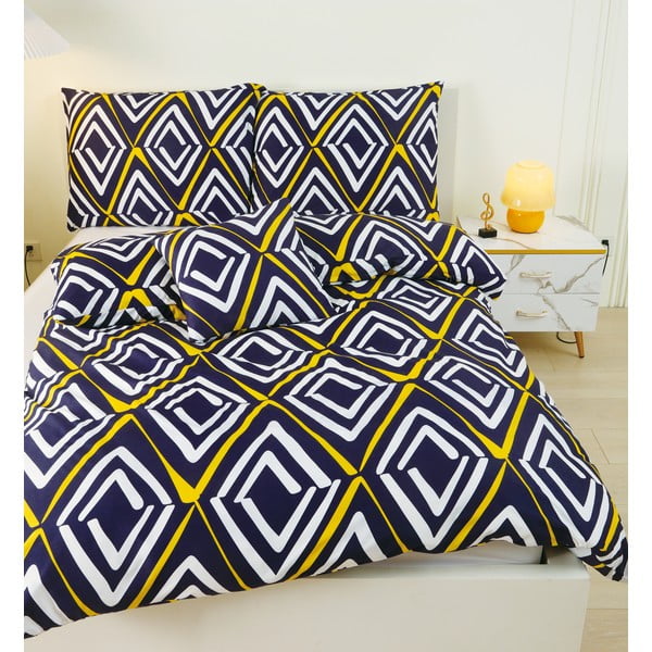 Temno modra enojna 6-delna posteljnina iz mikrosatena 140x200 cm Dylan – My House-image-3