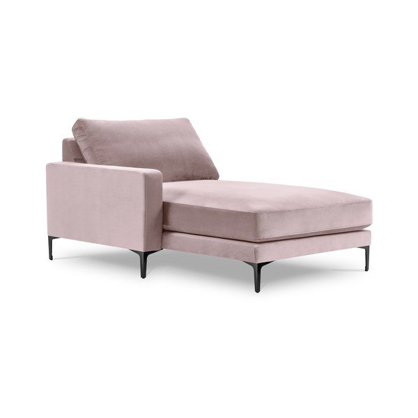 Roza žametni ležalnik Kooko Home Harmony, levi kot-image-2