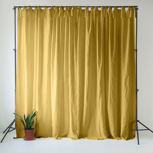 Rumena lanena zavesa 140x200 cm Lemon Curry – Linen Tales