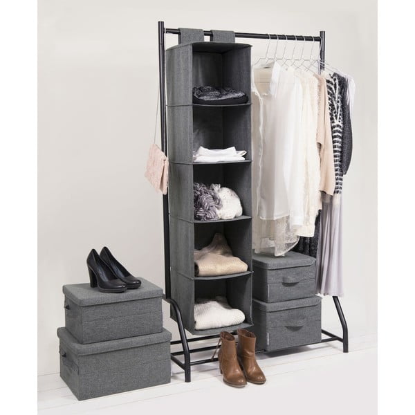 Siva tekstilna škatla za shranjevanje s pokrovom 35x26x19 cm Soft Storage – Bigso-image-2