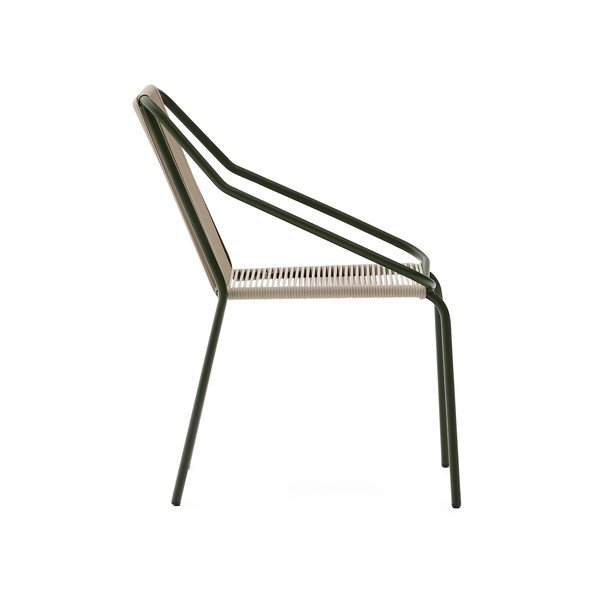 Temno zelen/bež kovinski vrtni stol Zivia – Kave Home-image-3