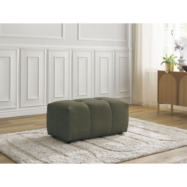 Kaki zelen tabure iz tkanine bouclé Roxelane – Bobochic Paris-image-1