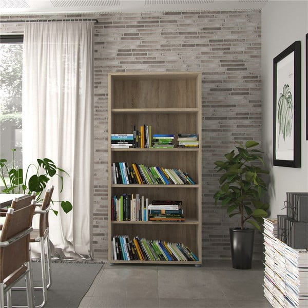 Modularna knjižna polica v hrastovem dekorju v naravni barvi 89x189 cm Prima – Tvilum-image-1